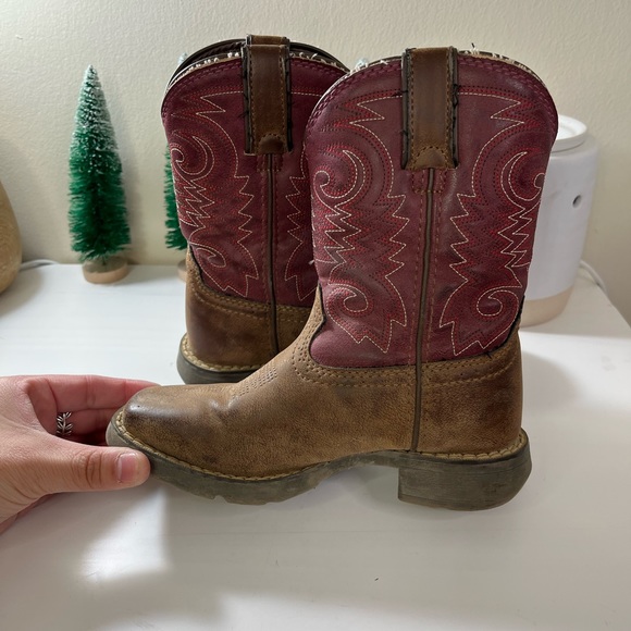 Durango Kids 8” Western Briar Brown Brick Red Cowboy Boots - Picture 3 of 9